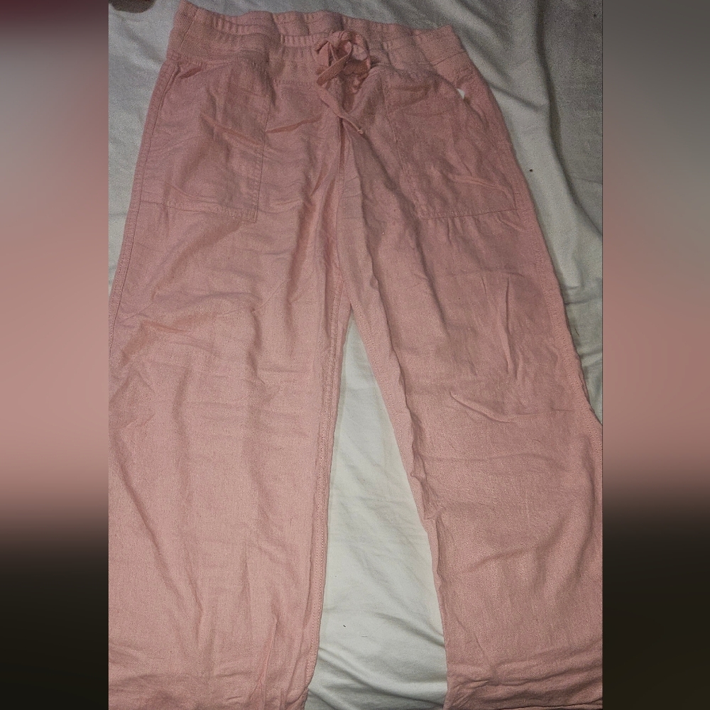 Risen Pink Wide Leg Pants with Relaxed Fit